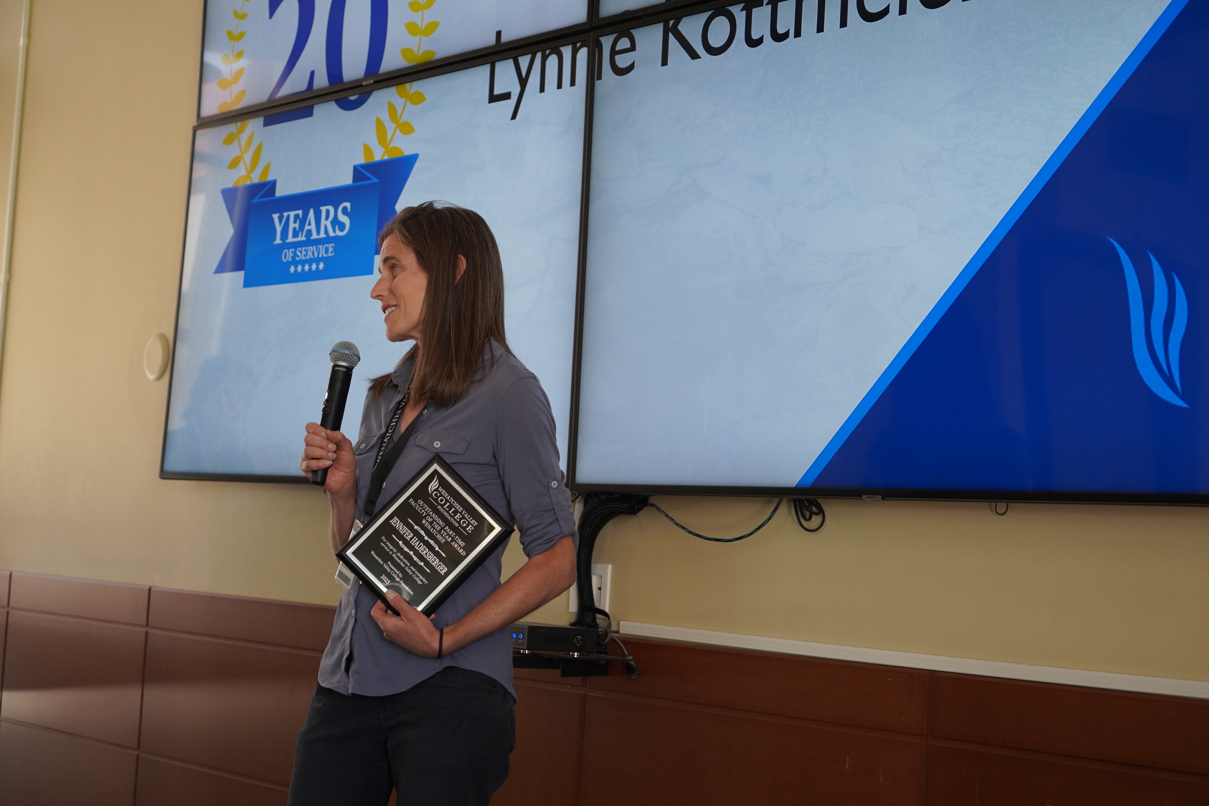 Photograph of Professor Jennifer Hadersberger at end of year celebration